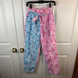 Vintage White Label Lilly Pulitzer Tiger Pants Pink Blue